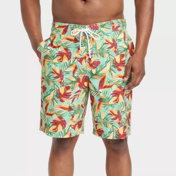 Goodfellow & Co Swim Nwt Mens Cicely Leaf Board Swim Trunks Xxl